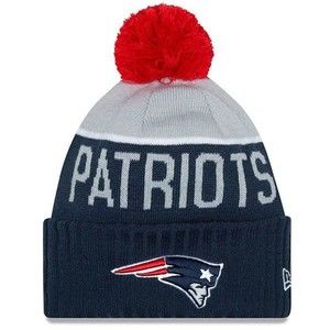 New Era New England Patriots On-Field Sport Knit Hat with Pom NFL EUC